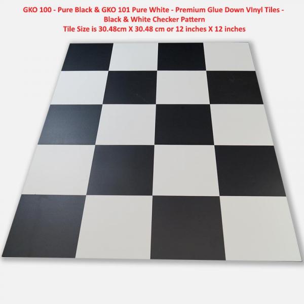 Glue Down Vinyl Tiles - GKO100 (Pure Black) GKO101 (Pure White) Retro