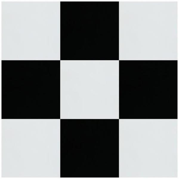 Large Check Pure Black & Pure White Smooth Vinyl Matt Sheen Finish Glue Down 47cm x 47cm Vinyl Tiles