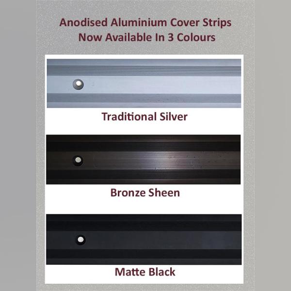 ANODISED ALUMINIUM COVER STRIPS / TRIMS 3 COLOURS 3.3 METRE LENGTHS AVAILABLE IN STORE